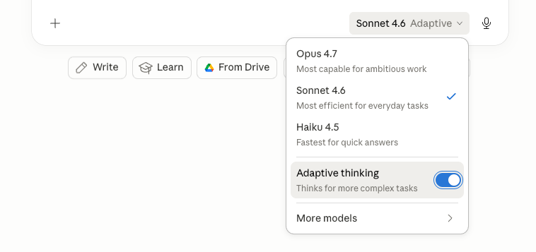 Adaptive thinking v Claude
