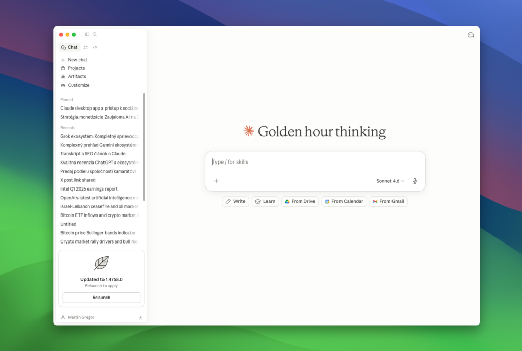 Claude desktop aplikácia